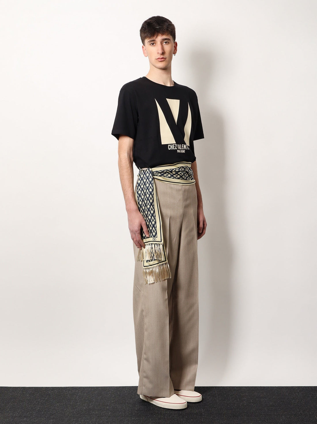 Valentino COTTON T-SHIRT WITH "CHEZ VALENTINO" PRINT