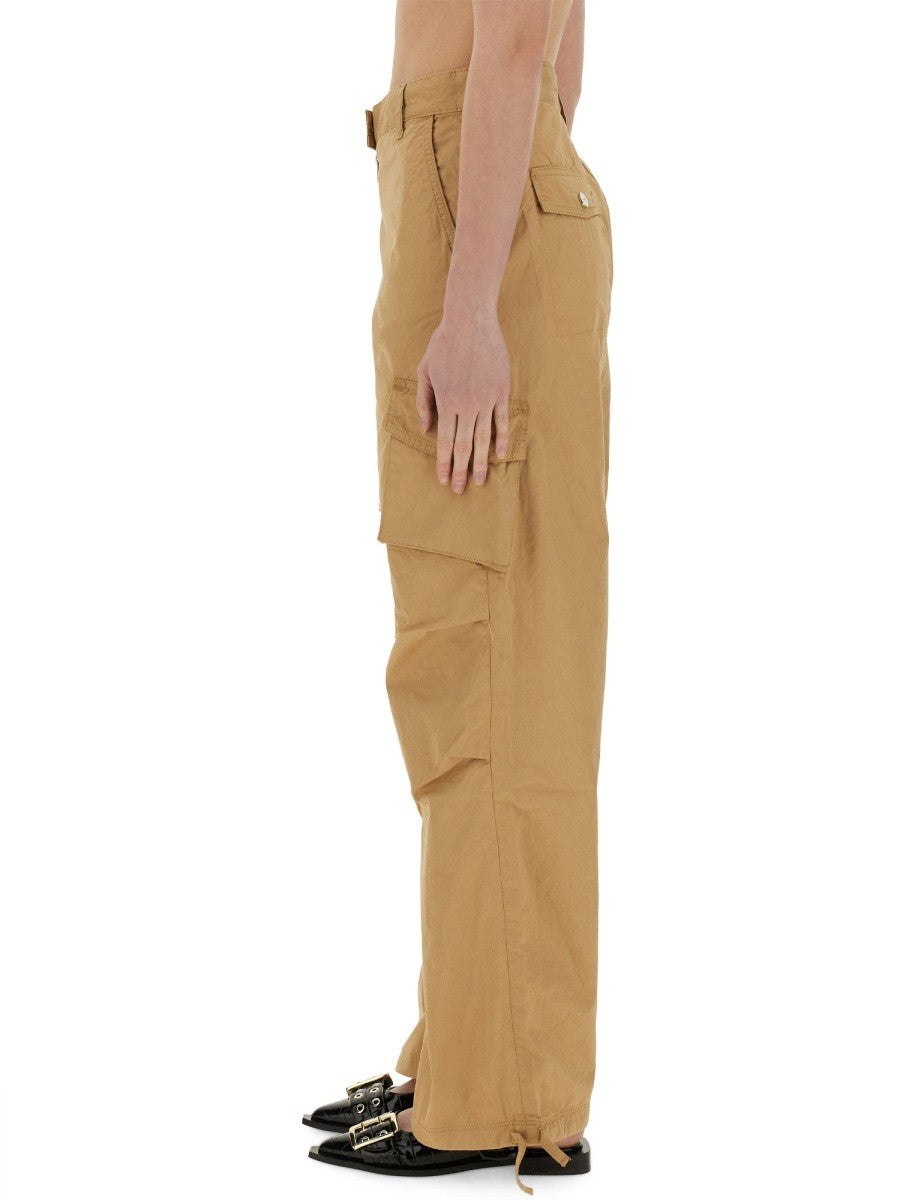 GANNI COTTON TWILL CARGO PANTS