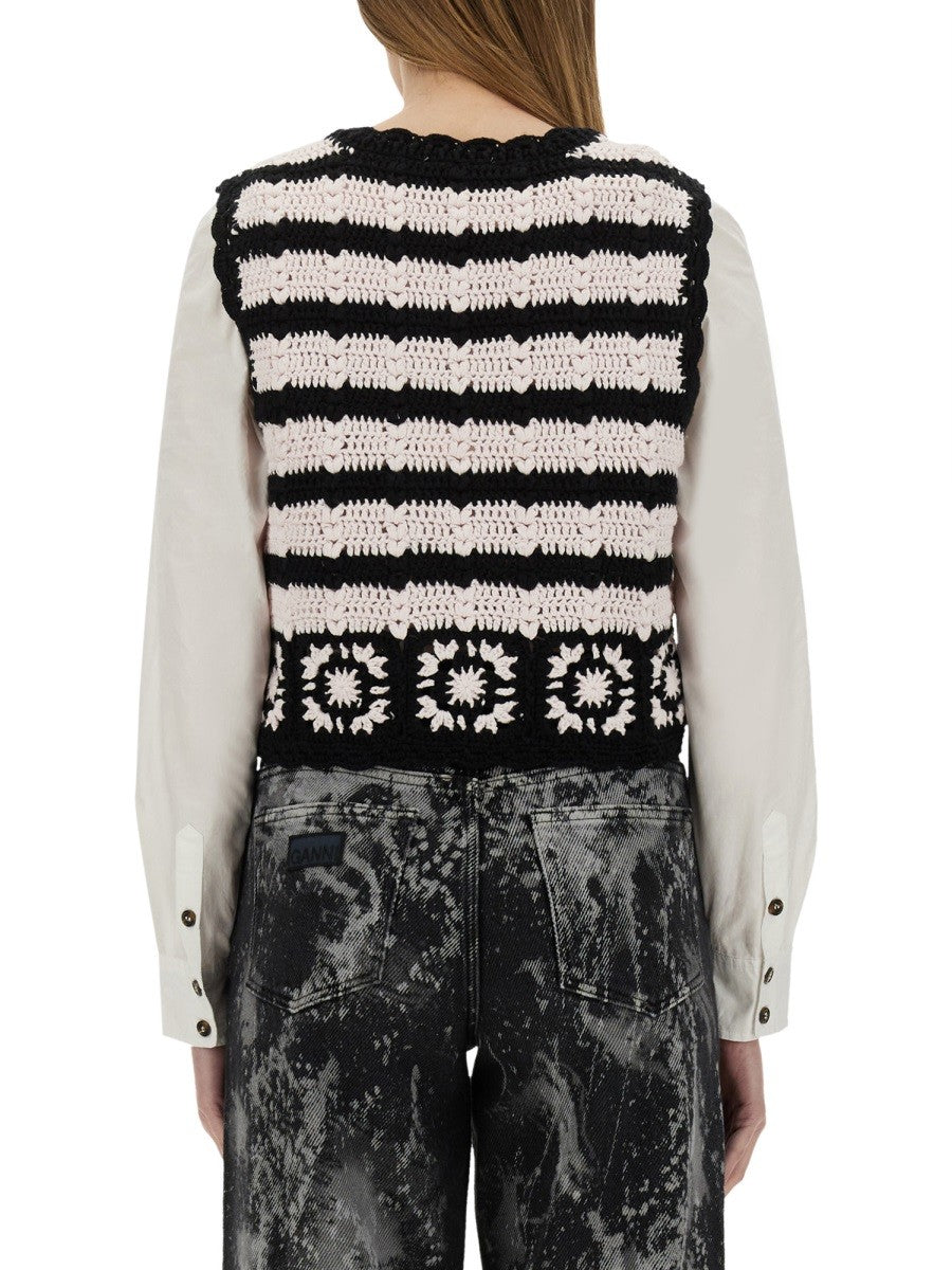 GANNI CROCHET KNIT VEST