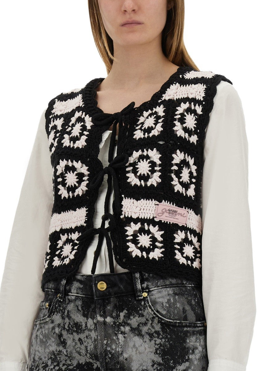 GANNI CROCHET KNIT VEST