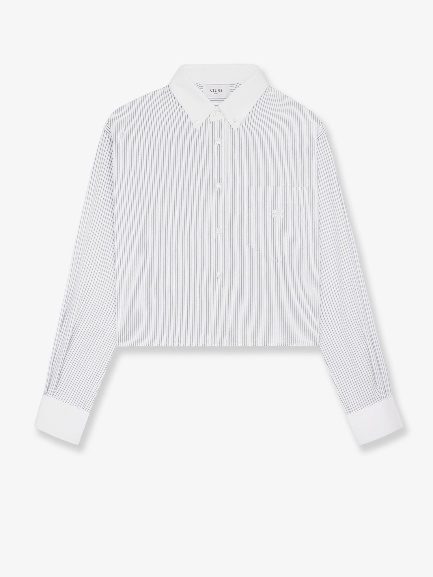 Celine Cropped cotton shirt with striped motif