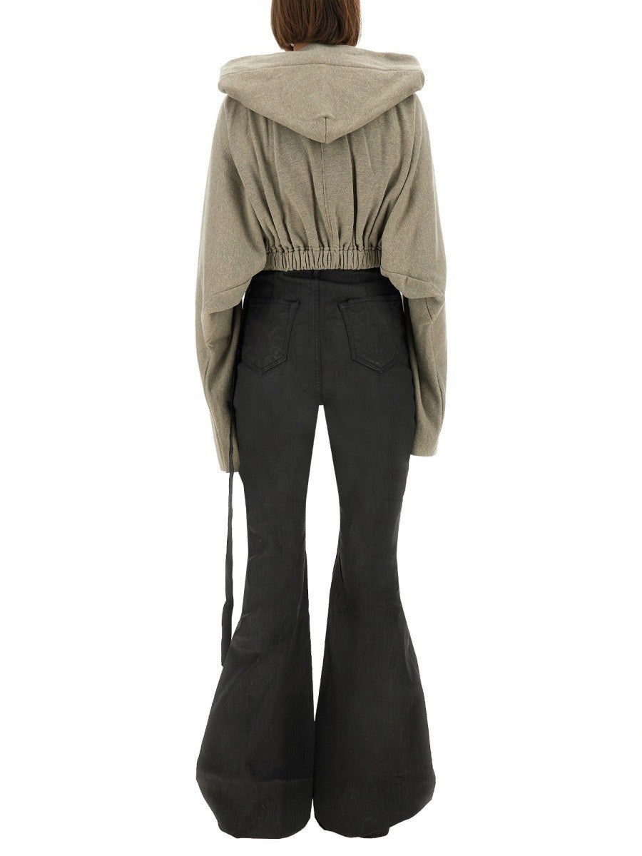 RICK OWENS DRKSHDW CROPPED HOODED TUNIC SWEATSHIRT