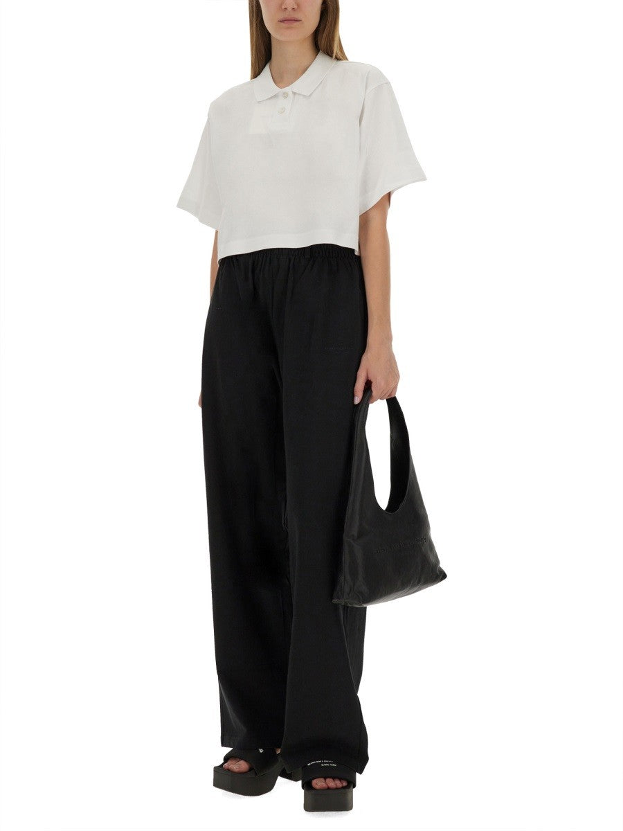Alexander Wang CROPPED JERSEY POLO SHIRT