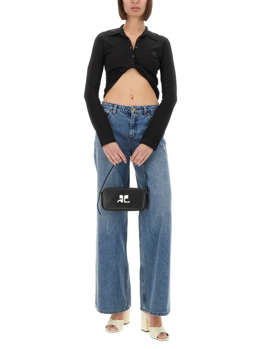 COURREGES CROPPED POLO SHIRT "TWIST"