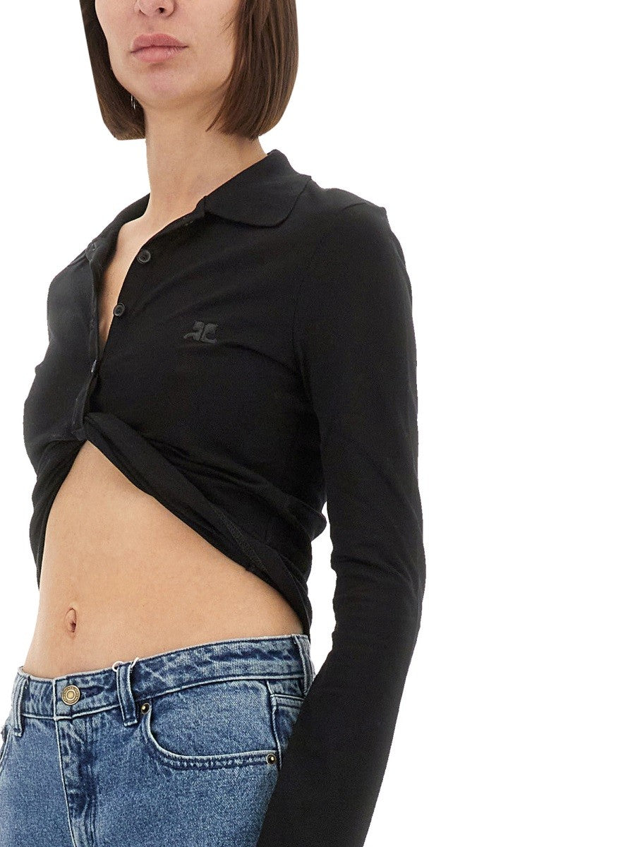 COURREGES CROPPED POLO SHIRT "TWIST"