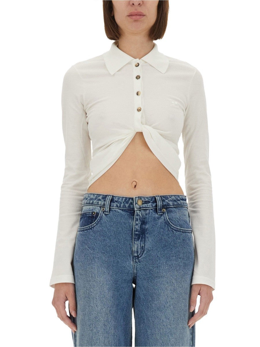 COURREGES CROPPED POLO SHIRT "TWIST"