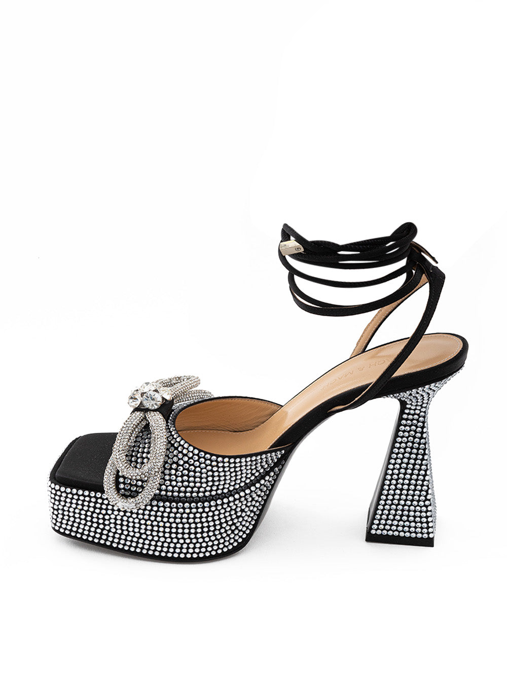 Black Platform Sandals with Crystals Double Bow Mach & Mach