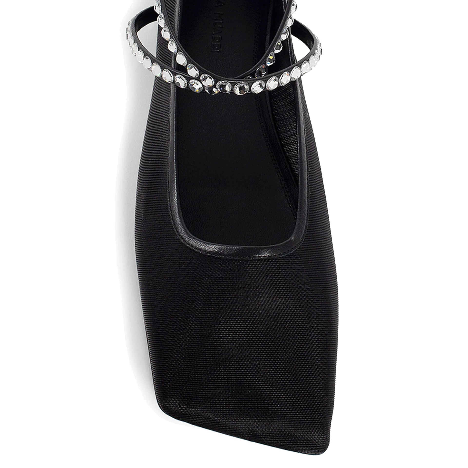 Amina Muaddi Mesh Crystal Ballerina Flats