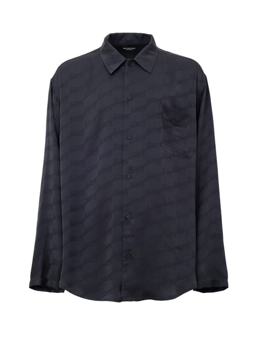 Balenciaga Dark Grey Allover Logo Oversized Homewear Shirt – Siebentaschen