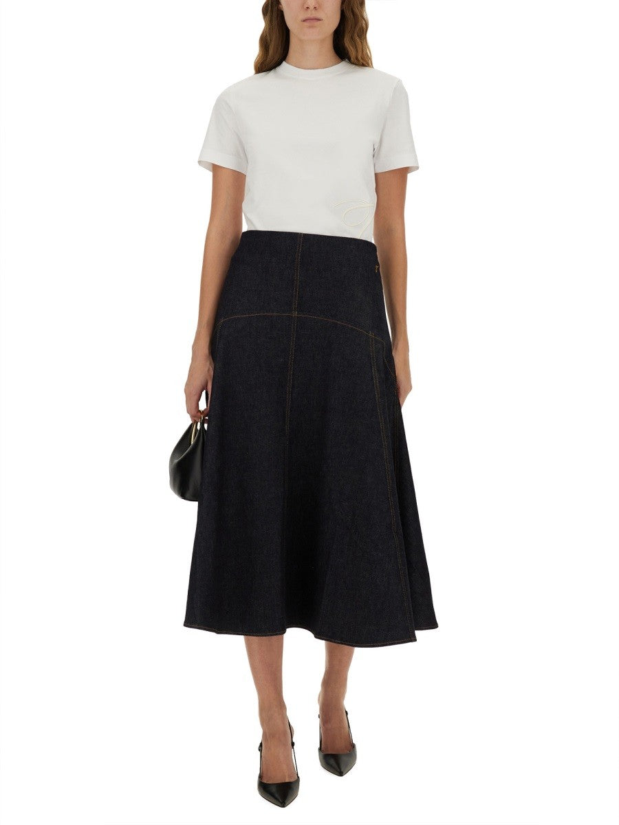 JACQUEMUS "DE-NÎMES TRIANGLE" DENIM SKIRT