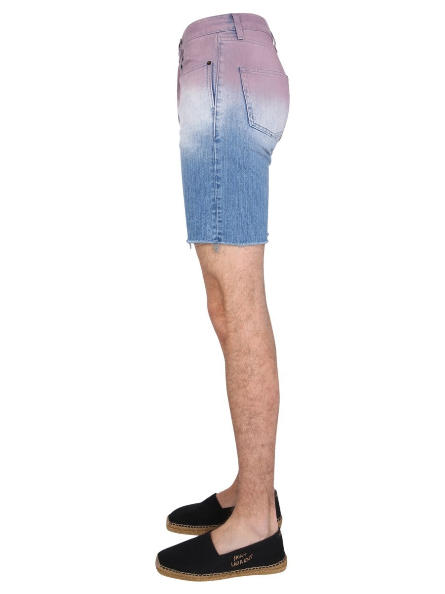 Saint Laurent DEGRADED PRINT BERMUDA