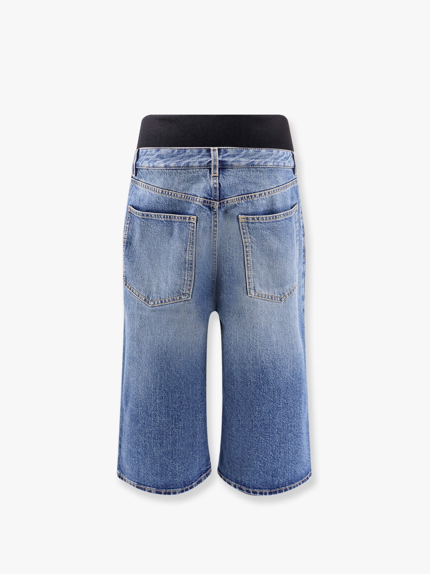 ALAIA Denim bermuda shorts with ribbed band