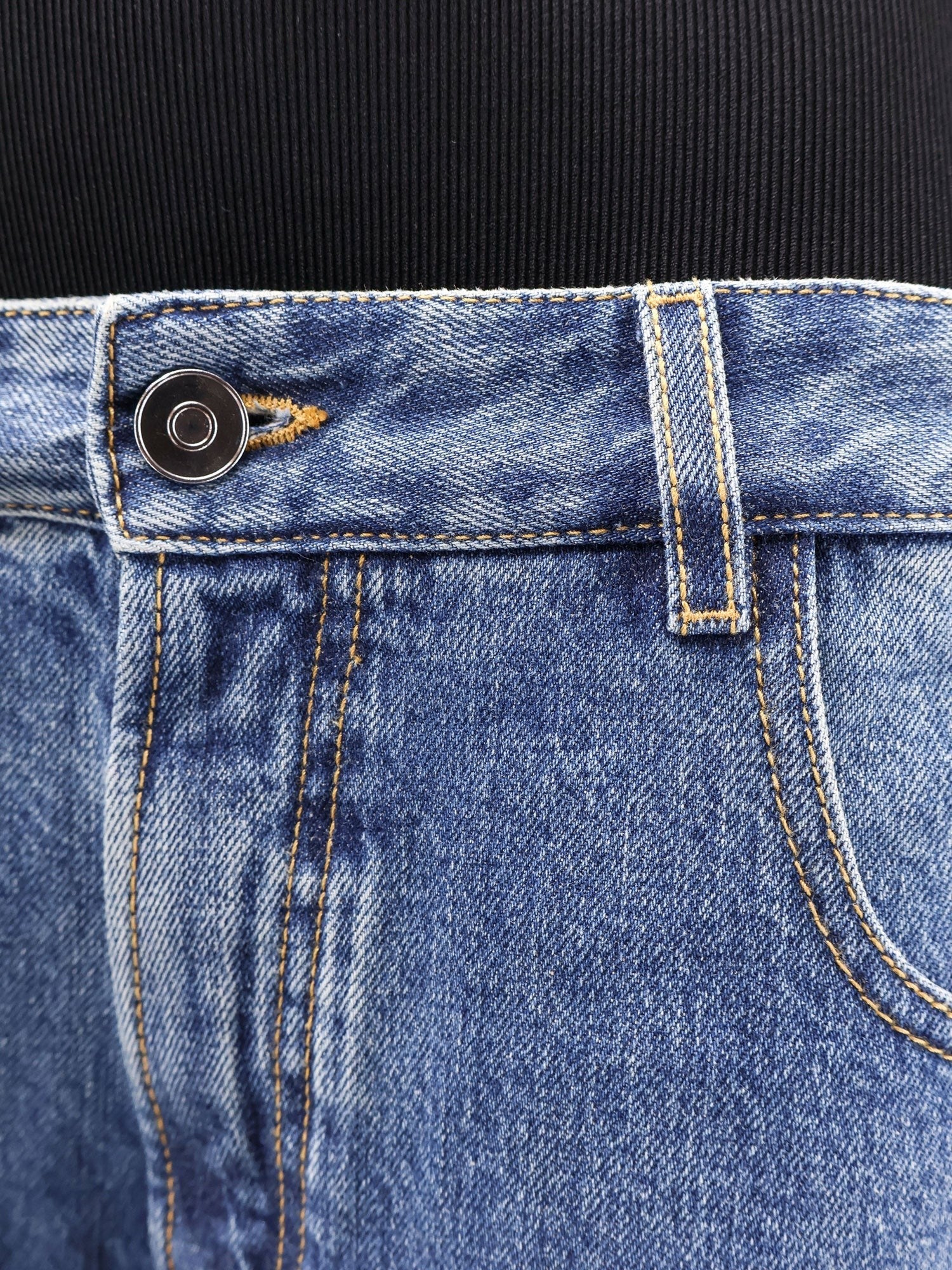 ALAIA Denim bermuda shorts with ribbed band