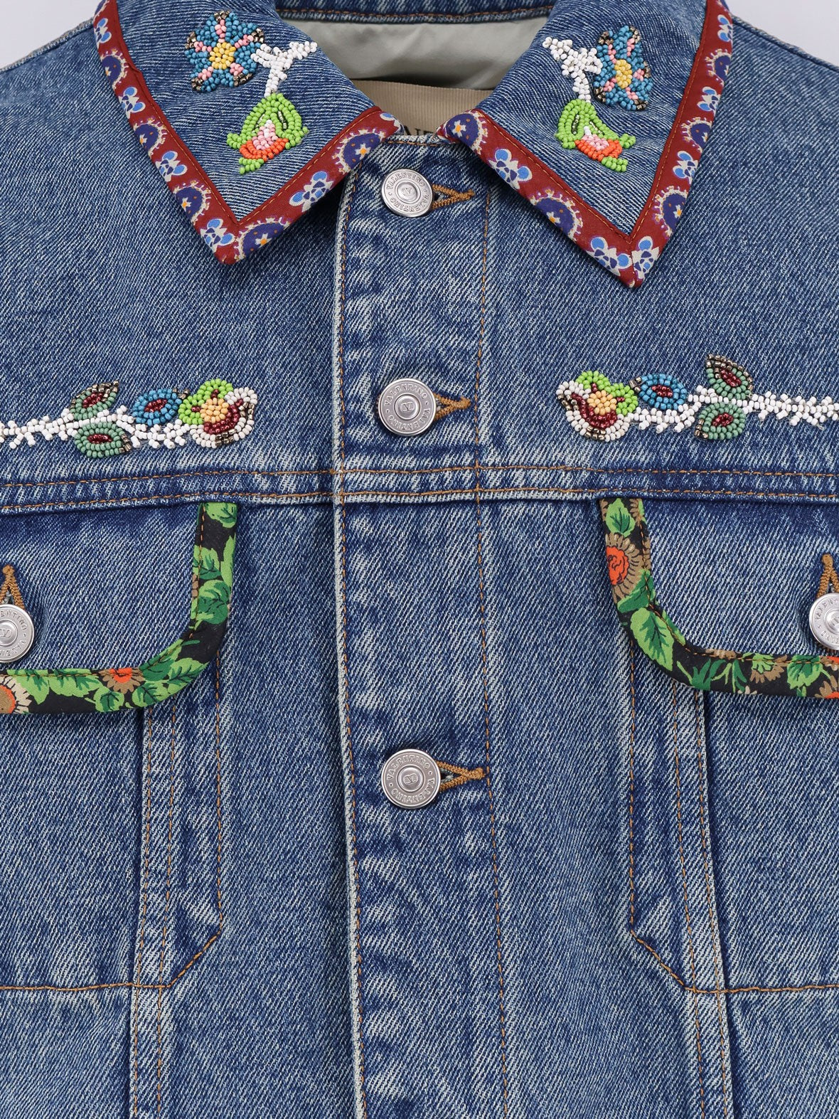 Valentino Denim jacket with multicolor embroidery