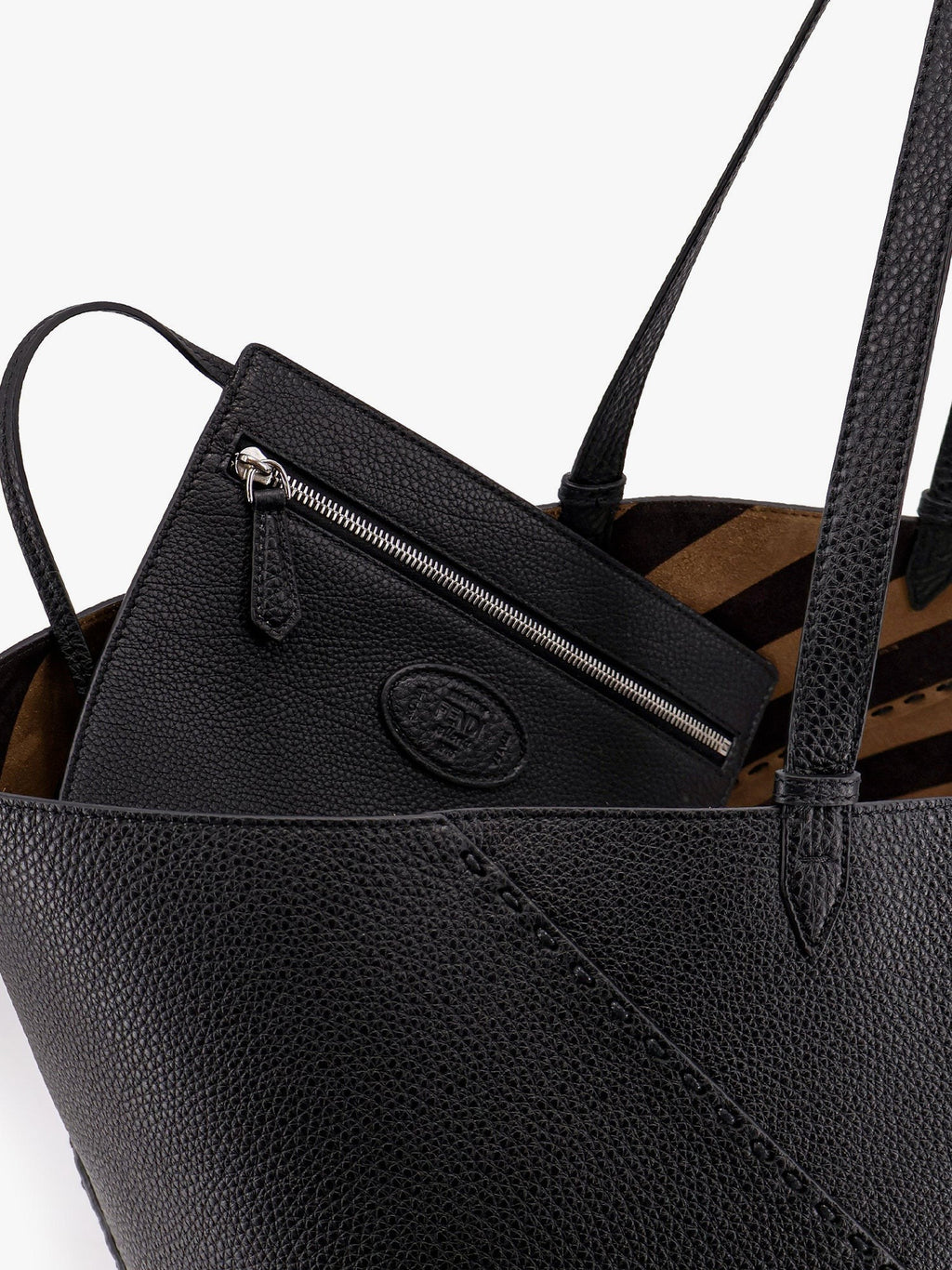 Fendi Diagonal selleria large leather shopping bag