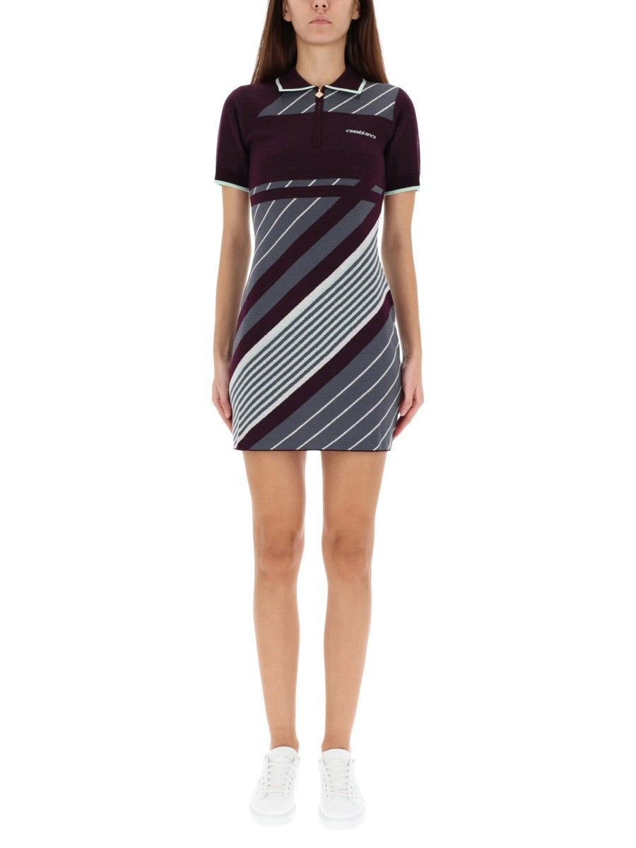 CASABLANCA "DIAGONAL" TENNIS POLO DRESS