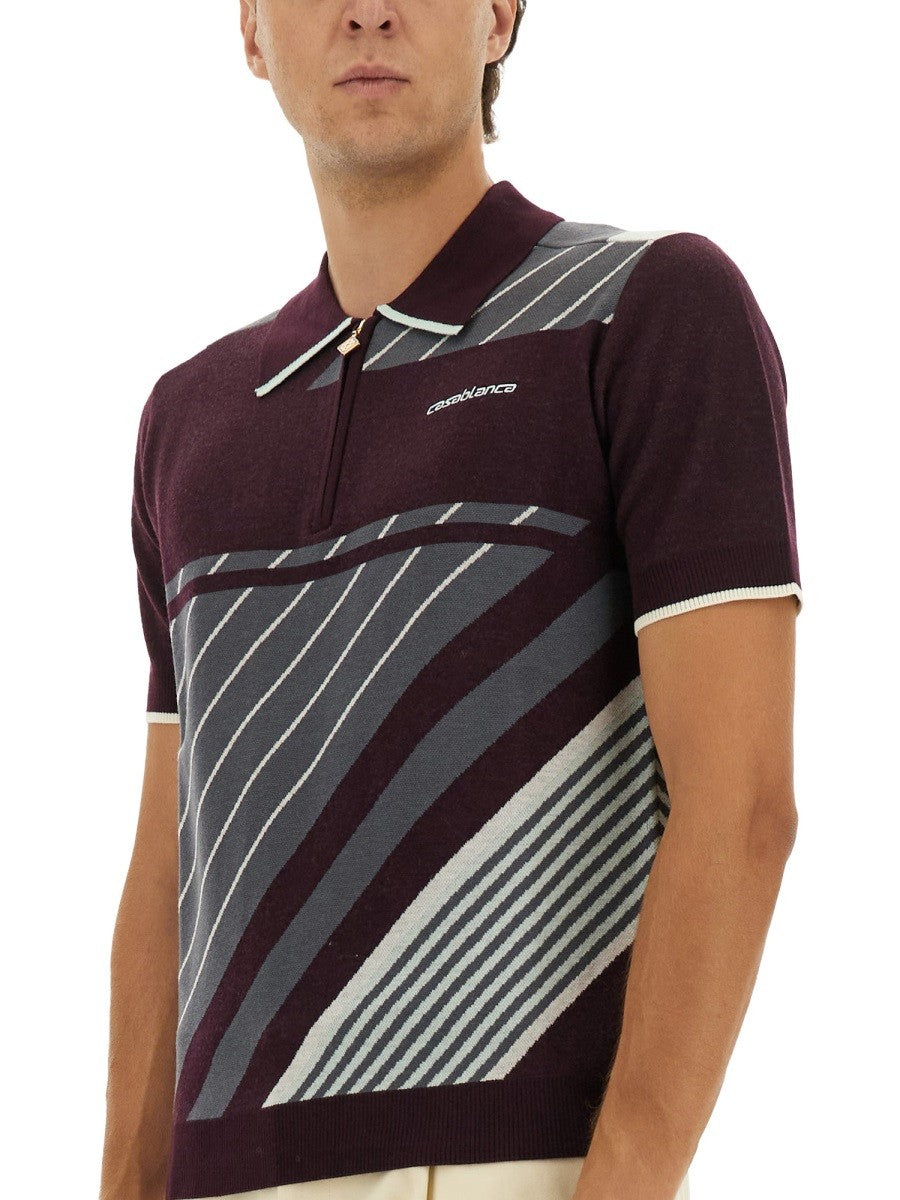 CASABLANCA "DIAGONAL" TENNIS POLO SHIRT