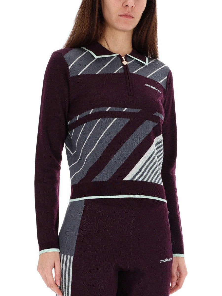 CASABLANCA "DIAGONAL" TENNIS POLO SHIRT