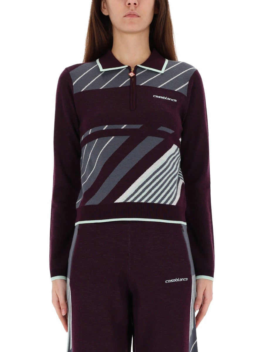 CASABLANCA "DIAGONAL" TENNIS POLO SHIRT