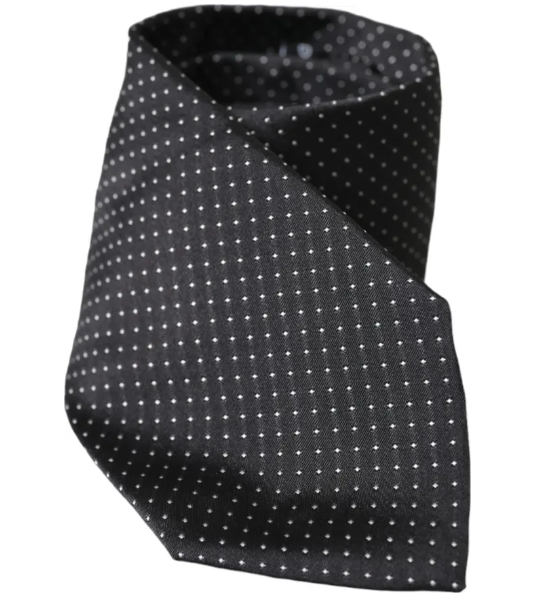 Black Dolce & Gabbana polka dot tie with small white dots in classic design