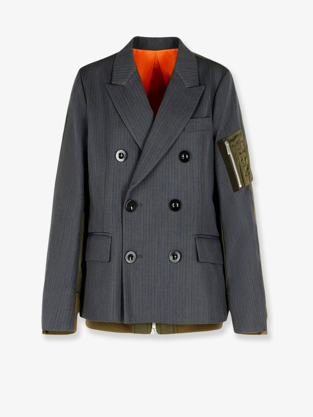 SACAI Double-breasted wool and nylon blazer