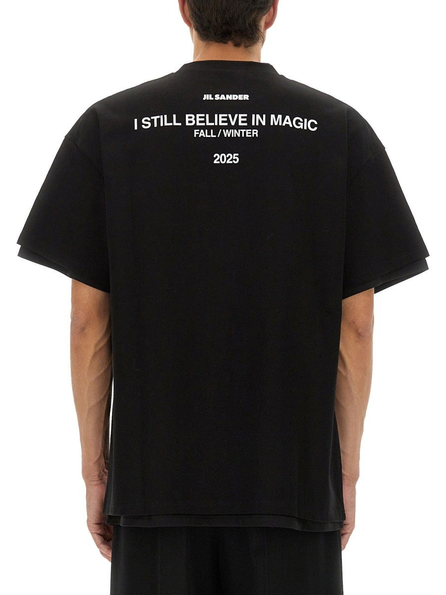 JIL SANDER DOUBLE LAYER COTTON T-SHIRT