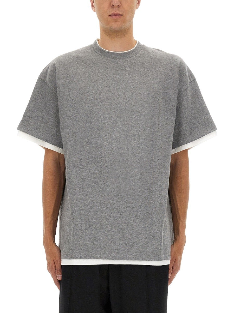 JIL SANDER DOUBLE LAYER COTTON T-SHIRT