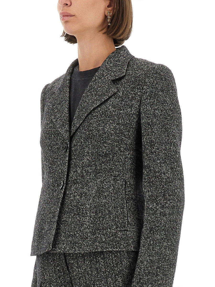 Dolce & Gabbana SINGLE-BREASTED JACKET IN WOOL BLEND DOT
