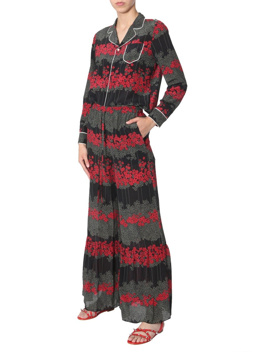 RED VALENTINO DREAMING PEONY PRINT TROUSERS