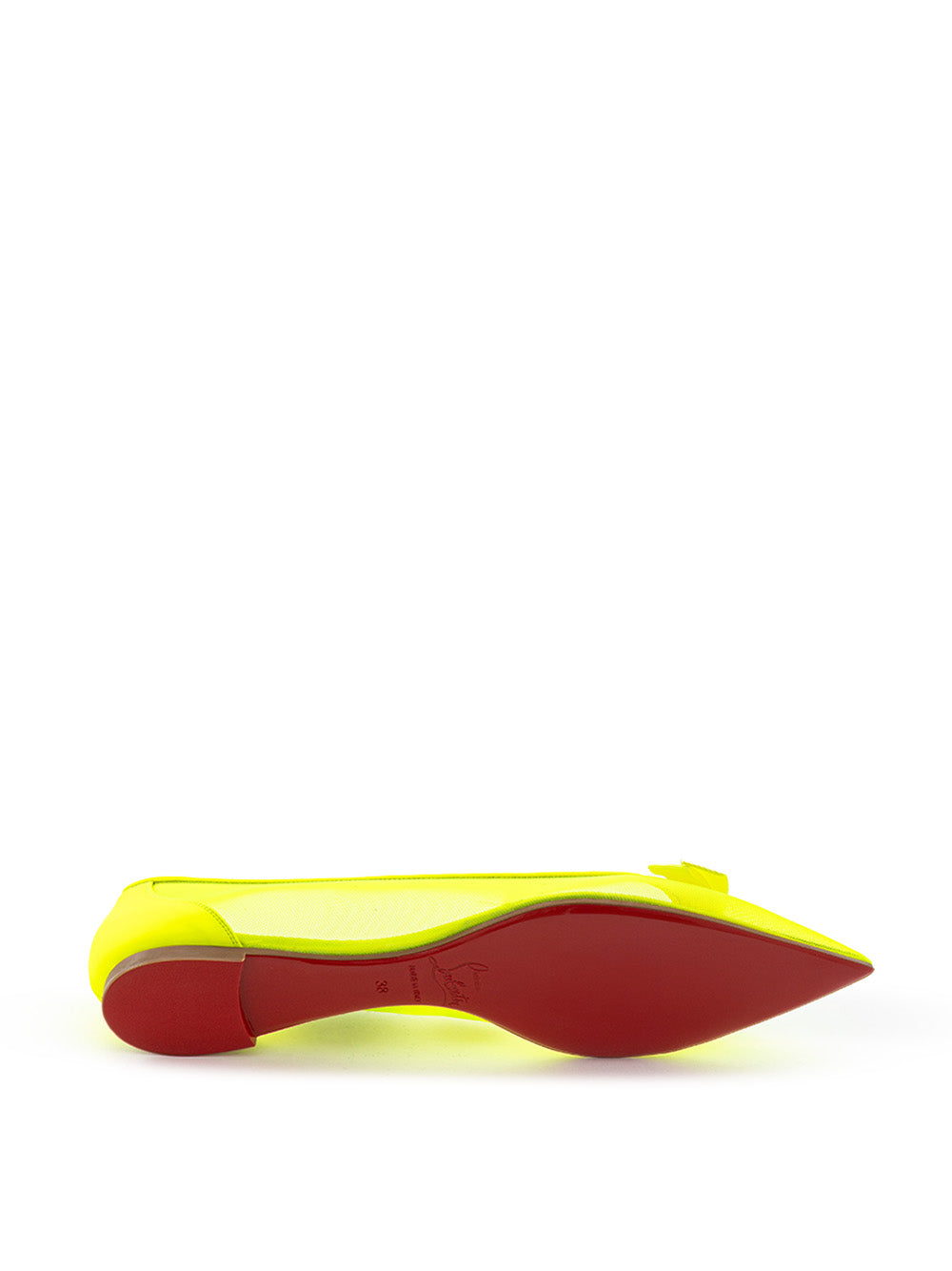 Christian Louboutin Fluo Yellow Mesh Pointed Toe Ballerina