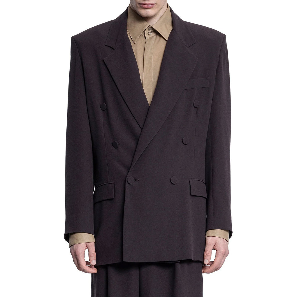 Saint Laurent Double-Breasted Silk-Crepe Blazer