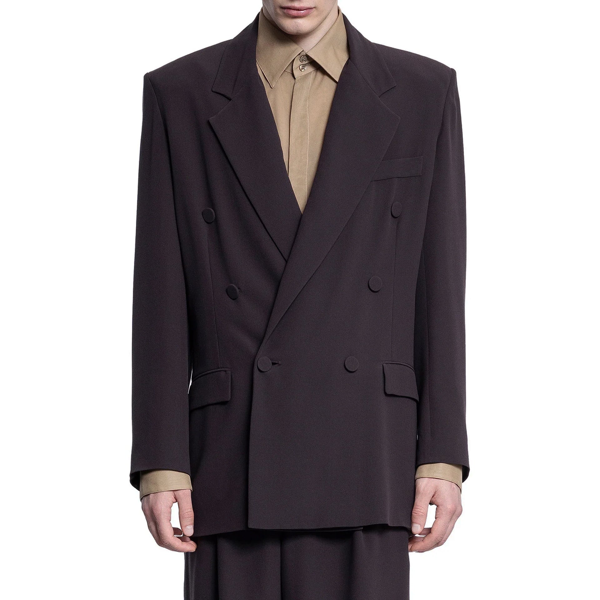 Saint Laurent Double-Breasted Silk-Crepe Blazer – Siebentaschen
