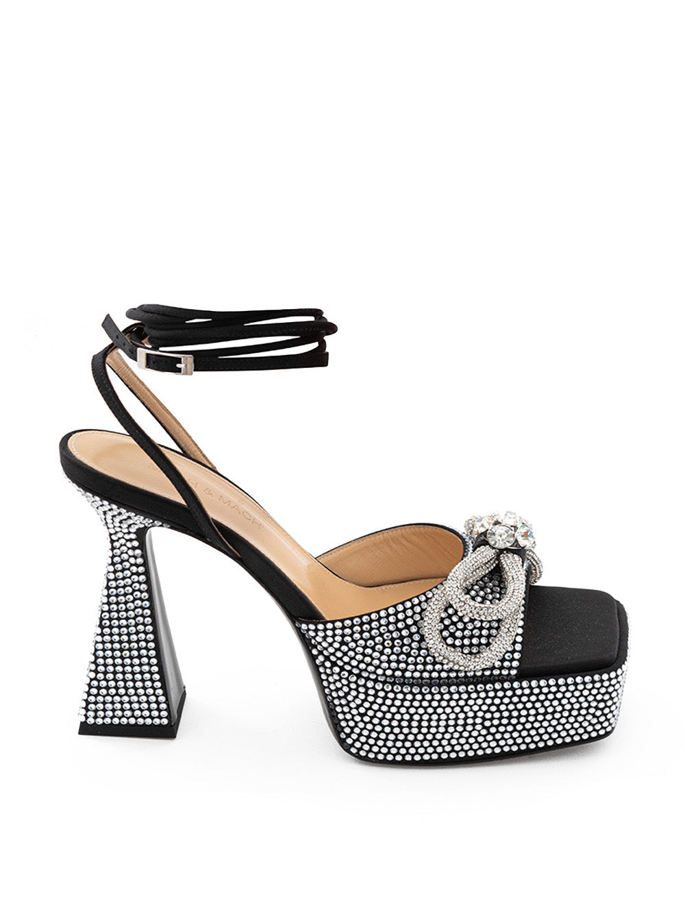 Black Platform Sandals with Crystals Double Bow Mach & Mach