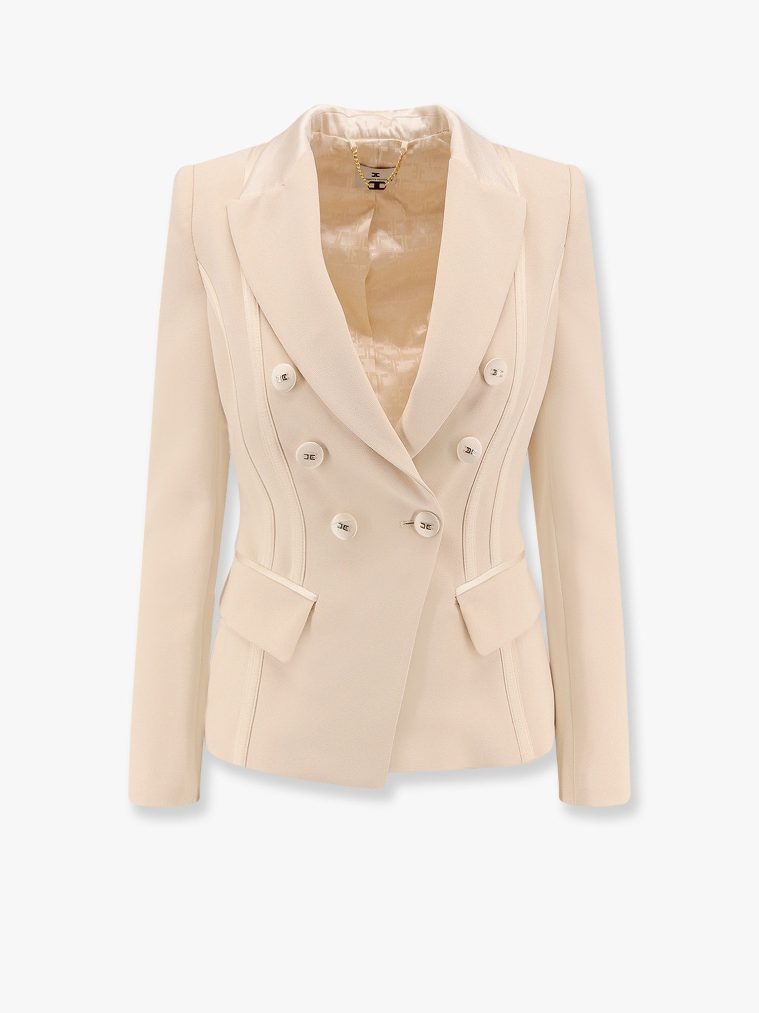 Elisabetta Franchi Essentials blazer with shoulder pads and covered buttons
