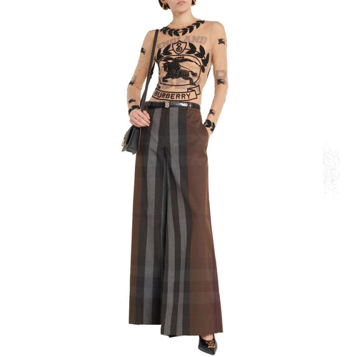 Burberry Checked Wide Leg Canvas Pants – Siebentaschen