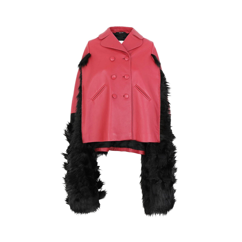 Maison Margiela Faux Fur Trimmed Leather Cape Jacket – Siebentaschen