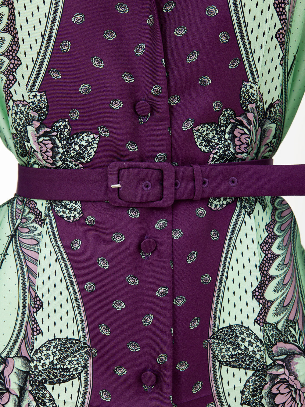 Gucci Green and Purple Floral Silk V-Neck Shirt – Women – Siebentaschen