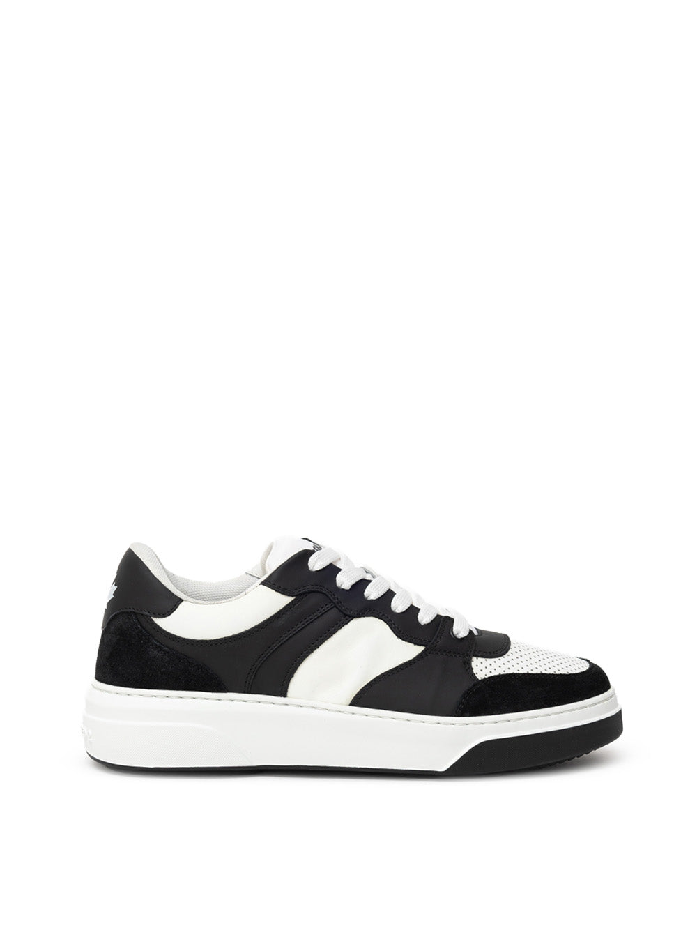 Dsquared2 Bumper Leather Sneakers in Black and White with Camo Detail – Siebentaschen