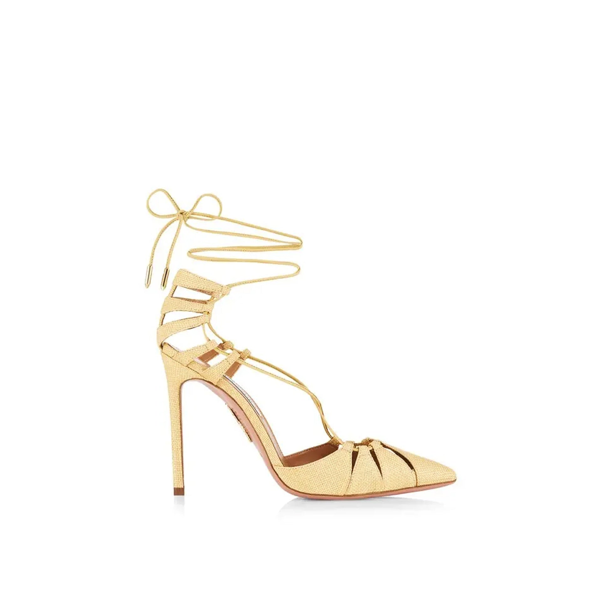 Aquazzurra Bellissima Woven Raffia Stiletto Sandals