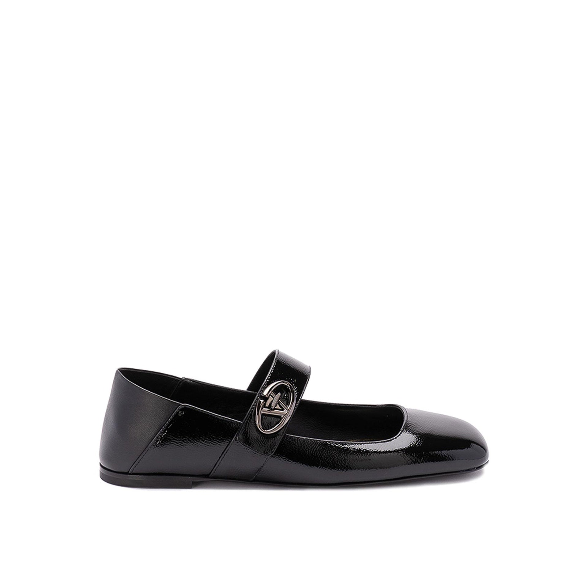 Valentino Garavani Leather Locker Ballerina Flats