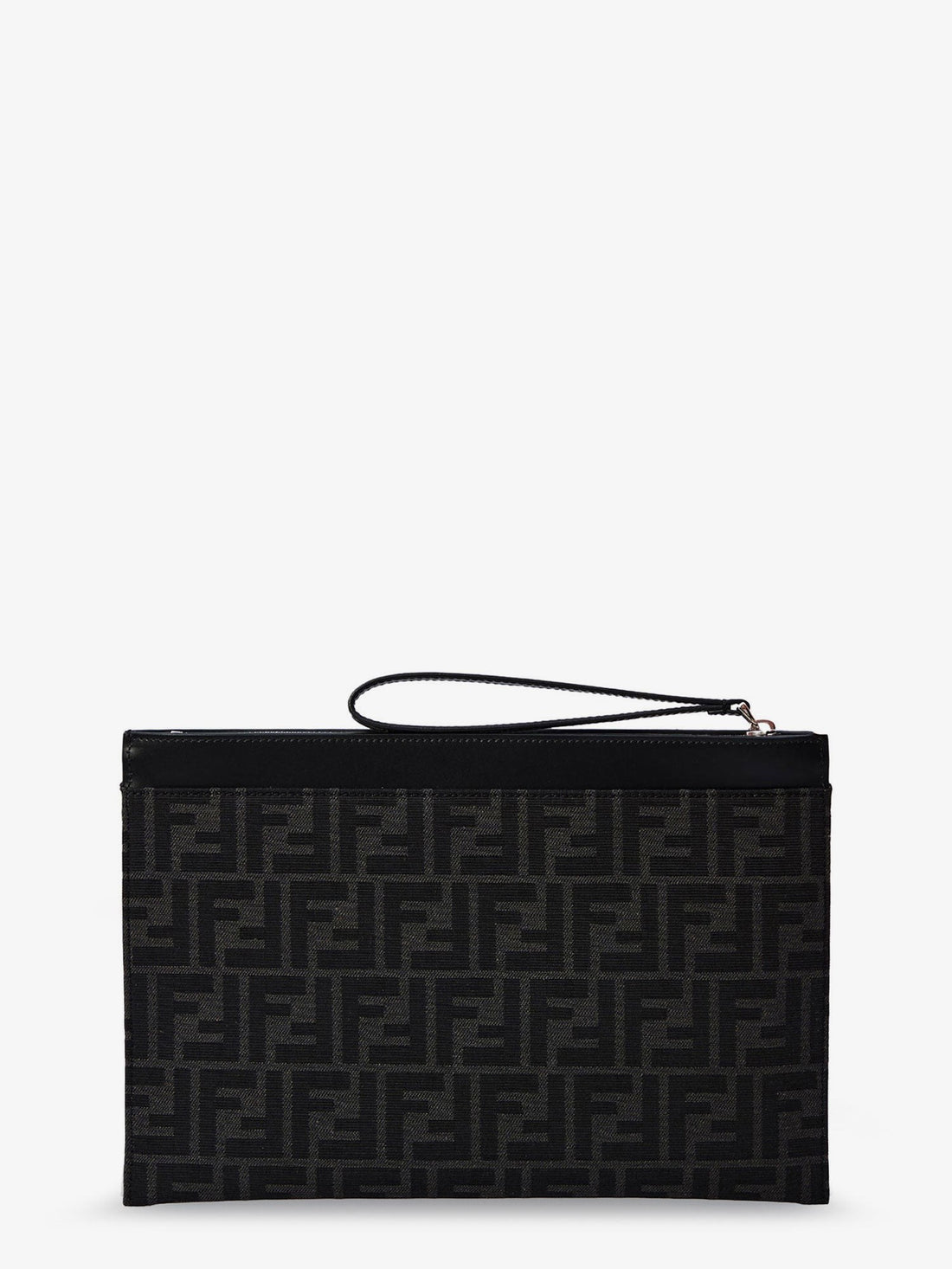 Fendi FF Jacquard Fabric and leather Flat Pouch Medium