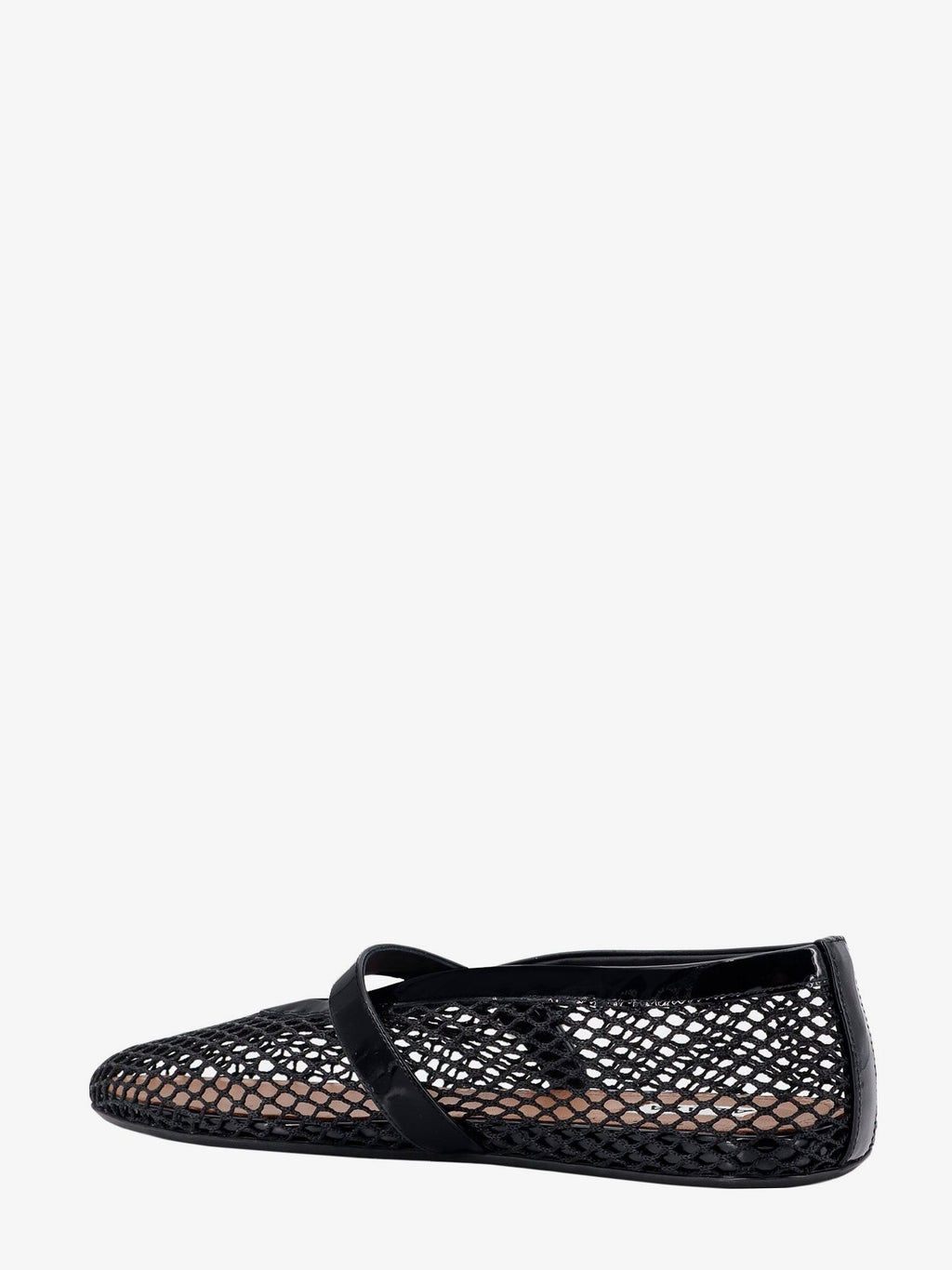 ALAIA Fishnet Ballerinas with patent leather profiles