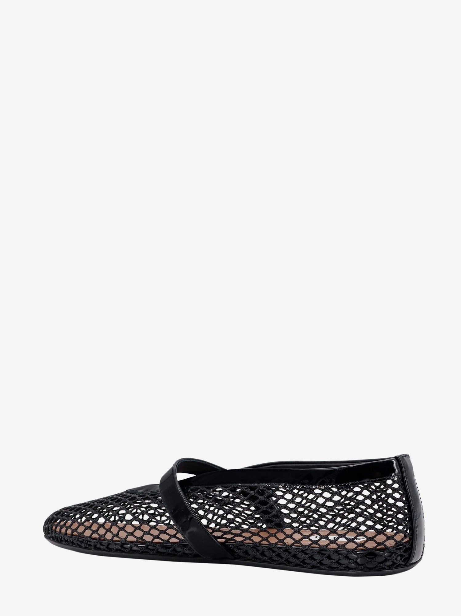 ALAIA Fishnet Ballerinas with patent leather profiles