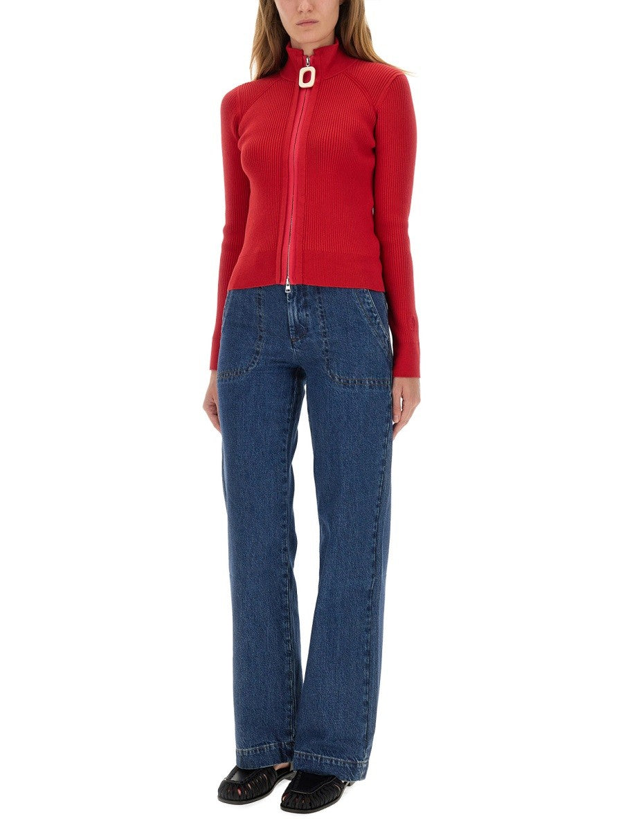 jw anderson FITTED CARDIGAN WITH ZIPPER