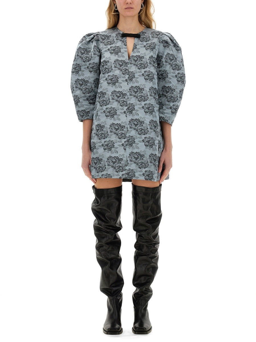 GANNI FLORAL JACQUARD MINI DRESS