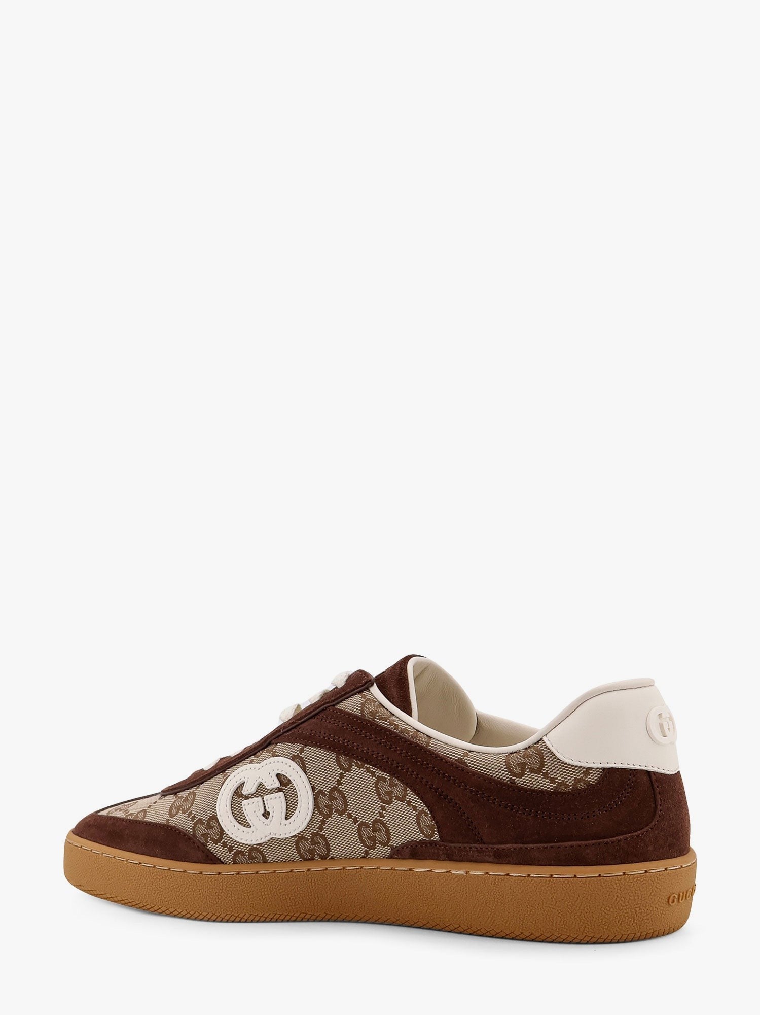 Gucci G75 low-top Supreme GG fabric and suede sneakers