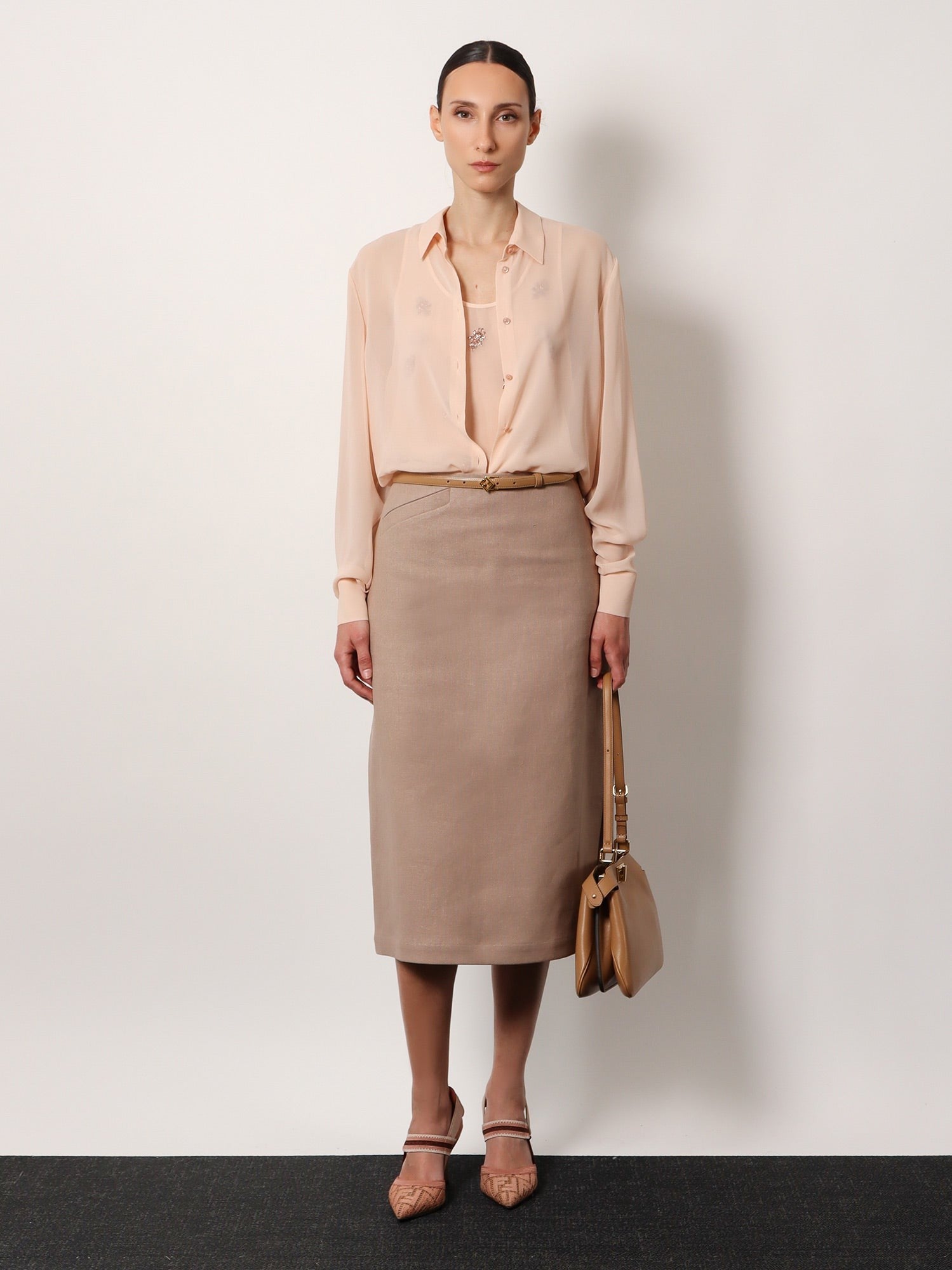 Fendi Georgette top with rhinestones and sequins embroidery