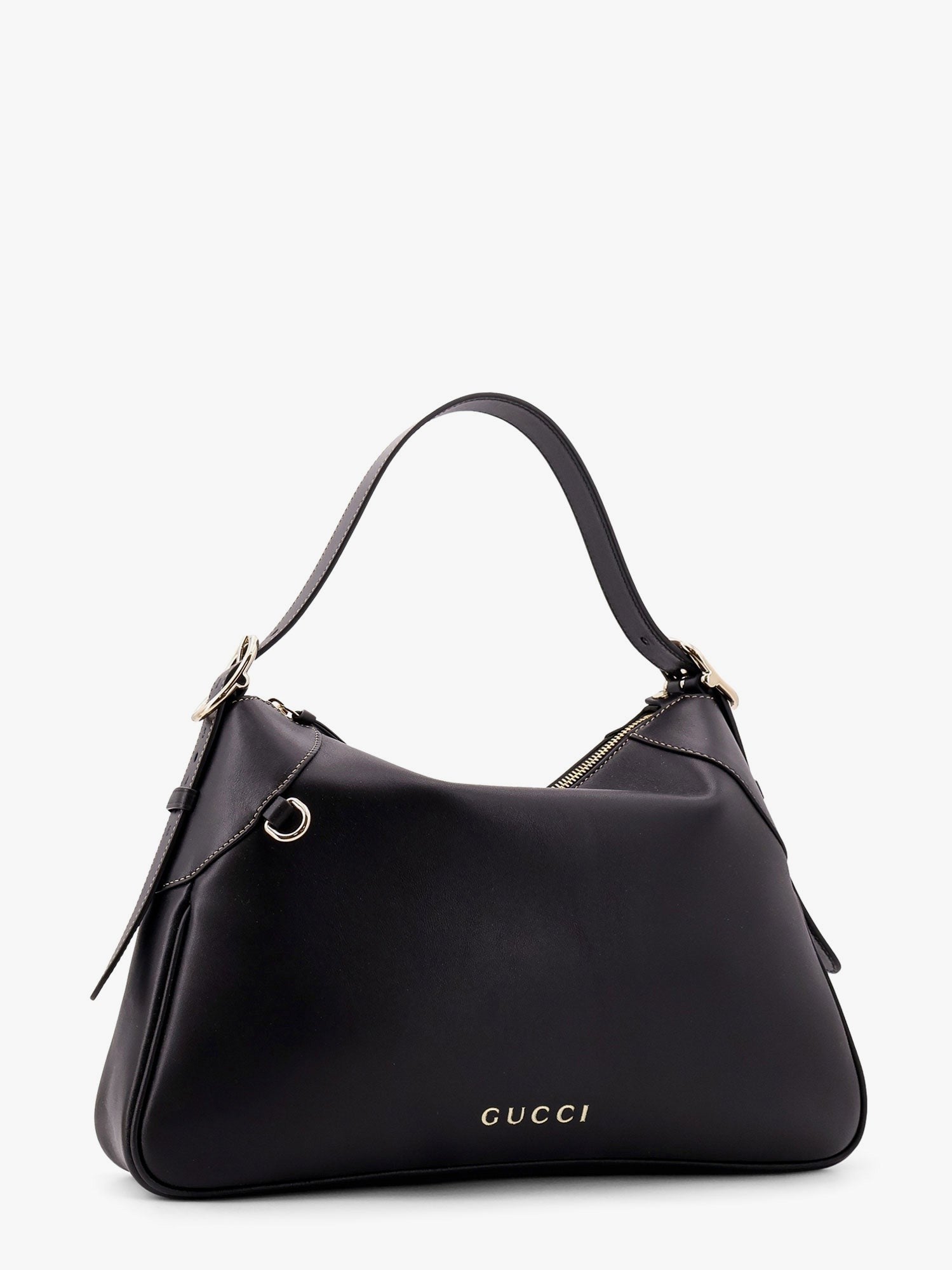 Gucci GG Emblem leather shoulder bag with frontal logo