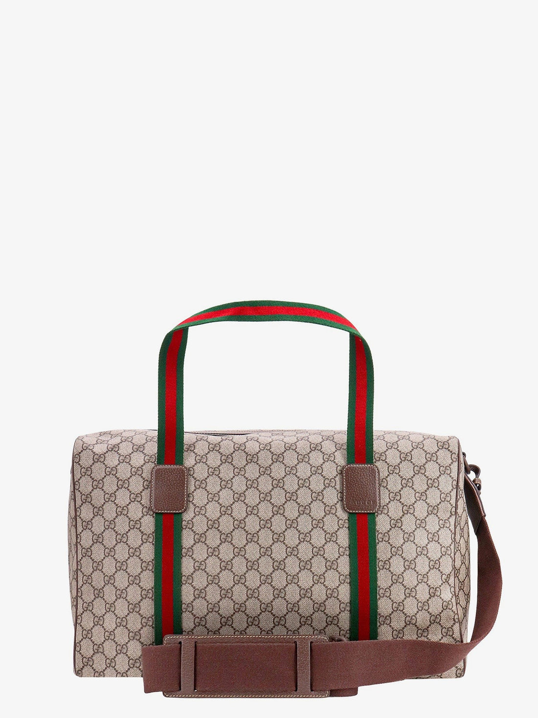 Gucci GG Supreme Fabric and leather travel bag with Web detail