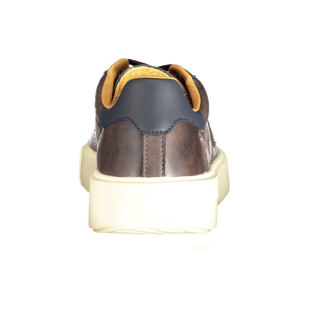 Blauer braune Herren-Sneaker mit kontrastierenden Details